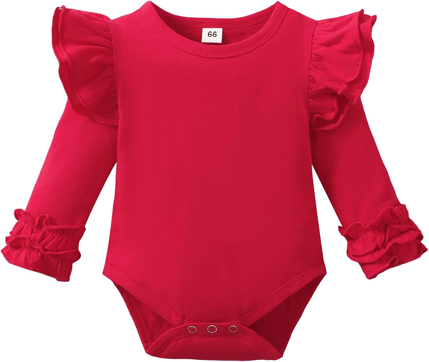 Baby Girls Ruffle Long Sleeve Bodysuit Infant Girl One Piece Romper Toddler Girl Solid Color Jumpsuit