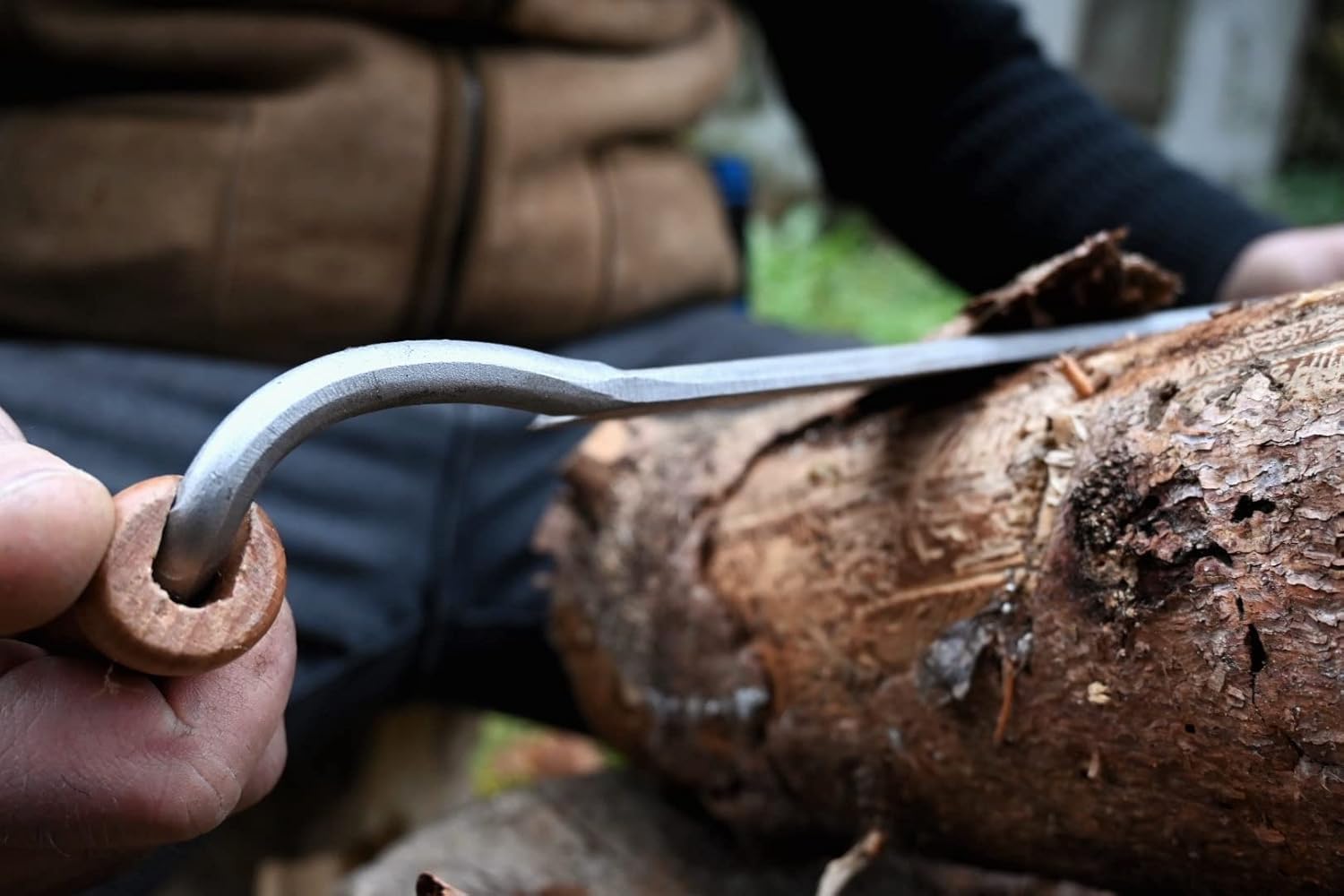 Kirschen Pulling Knife with Red Beech Handle (Straight Blade, Length 170 mm, Blade Thickness 4-4.5 mm at Chamfer Attachment)