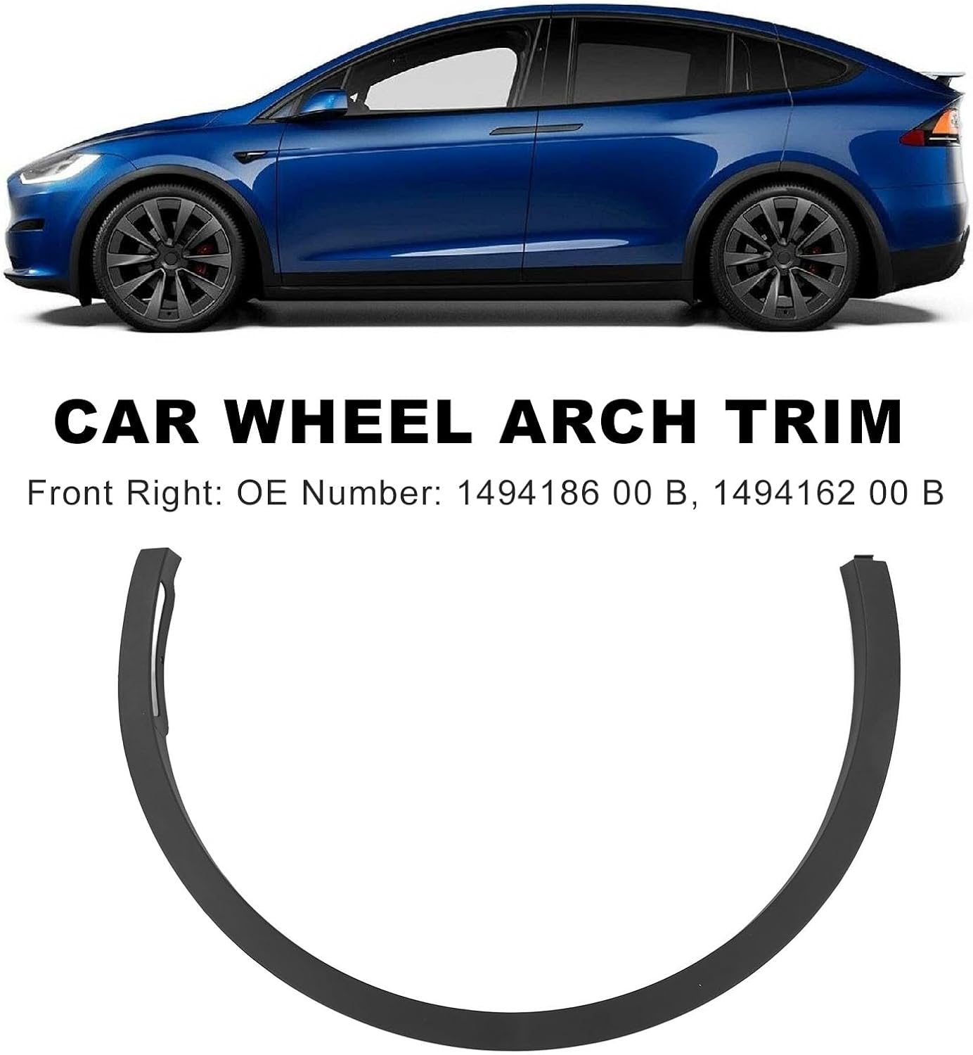 for Y Model 2020 to 2023, Driver/Passenger Side, Wheel Trim, Wheel Cover Arch Trim, Tires Eyebrow Splash Guard (Front Right 1494186-00-B, 1494162-00-B)
