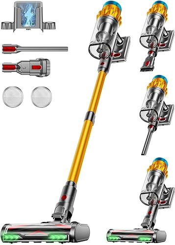 Aspiradora inalámbrica, 600 W50 KPA, 70 minutos de tiempo de funcionamiento, aspiradora de pie autónoma para el hogar, con cepillo antienredos,