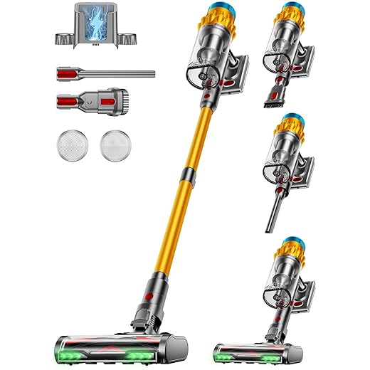 Cordless Vacuum Cleaner, 650W/55KPA/70 Mins Vacuum Cleaners for Home with Self-Standing, Anti-Tangle Brush, Smart Display and 1.8L Cup Cordless Stick Vacuum Cleaner for Pet Hair/Carpets