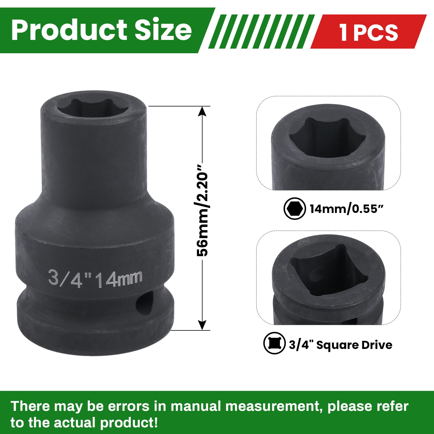 szkoo 3/4" Drive 45mm Impact Socket,6-Point Standard Impact Sockets Made with Chrome Molybdenum Alloy Steel, Metric - Image 2