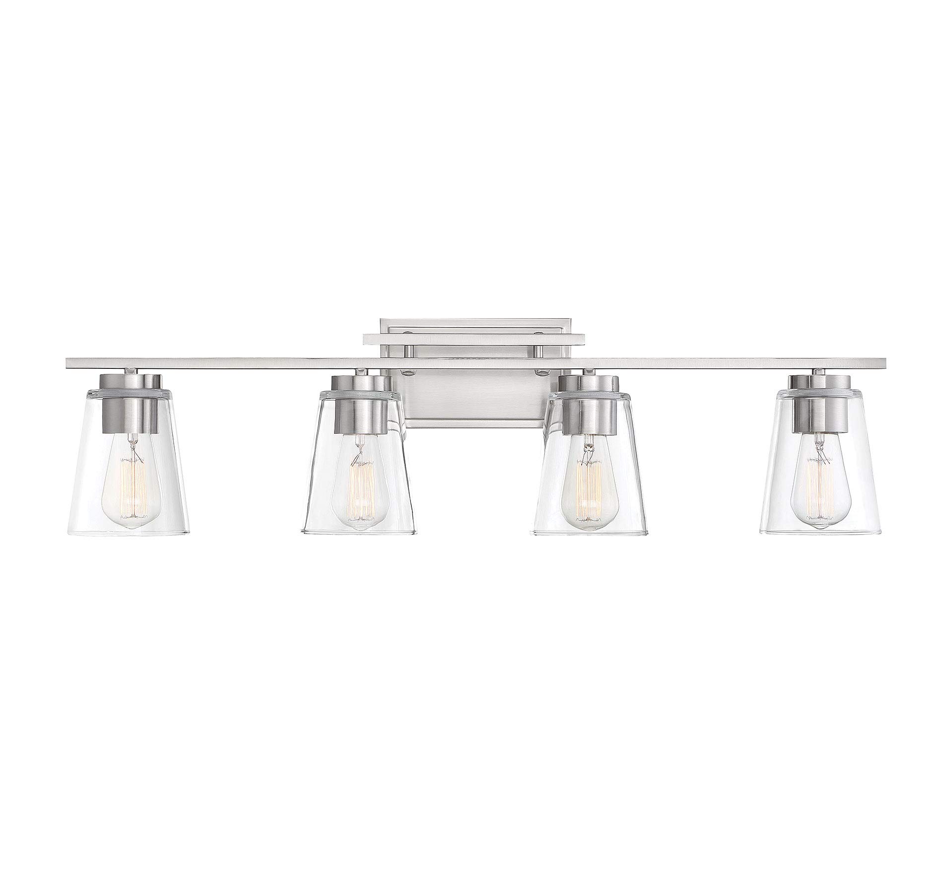 Savoy House 8-1020-4-SN Calhoun Modern Bohemian Clear Glass Bathroom Vanity Wall Light, 4-Light 240 Total Watts, 9