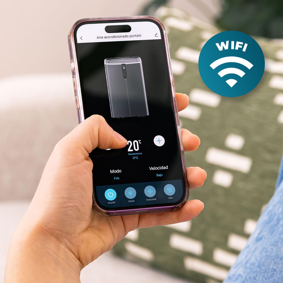 Cecotec Climatiseur Portable avec Pompe à Chaleur et Wi-Fi ForceClima 14800 Nux Heating Connected. 14000 BTU, Télécommande, Écran LED, 5 Modes, 3 Vitesses, Minuterie, Couverture 30-35 m²