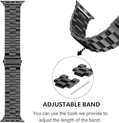 Miniatura 9 de Compatible con Apple Watch Band 1.929 in 1.772 in 1.732 in 1.654 in 1.614 in 1.575 in 1.496 in, correa de metal de acero inoxidable sólido de