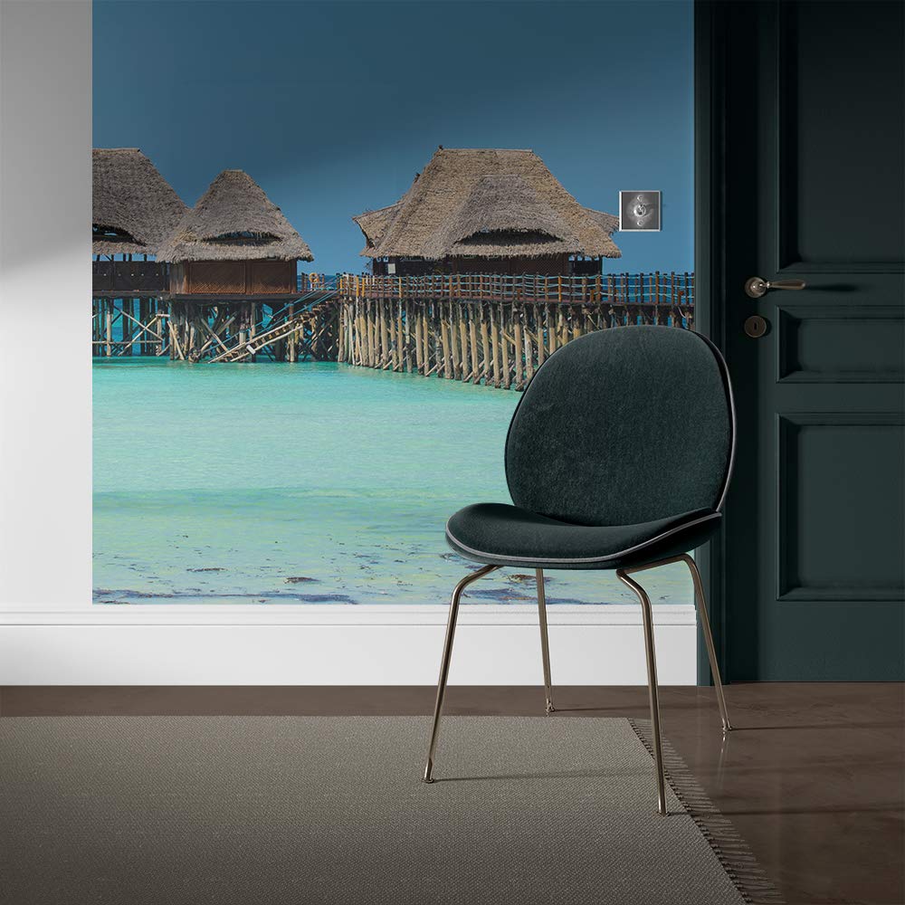Feeby Cartel de pared XXL zona tropical 200x200 cm Azúl Papel no tejido