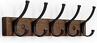 Optish 16.5" Wall Mount Coat Rack with 5 Wood Hooks - Sturdy 45lb Aluminum Hangers for Coats, Hats, Towels, Bags (Brown)