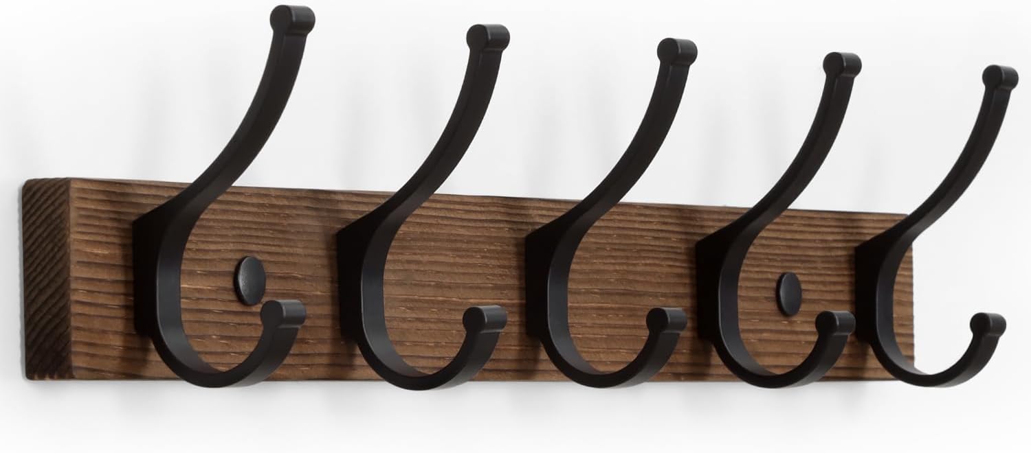 Coat Rack Wall Mount, Wood Wall Hooks for Hanging, Wooden Coat Hooks Wall Mount, Entryway Hat Rack Wall Hanger Hooks for Hanging Coat Bag and Towel