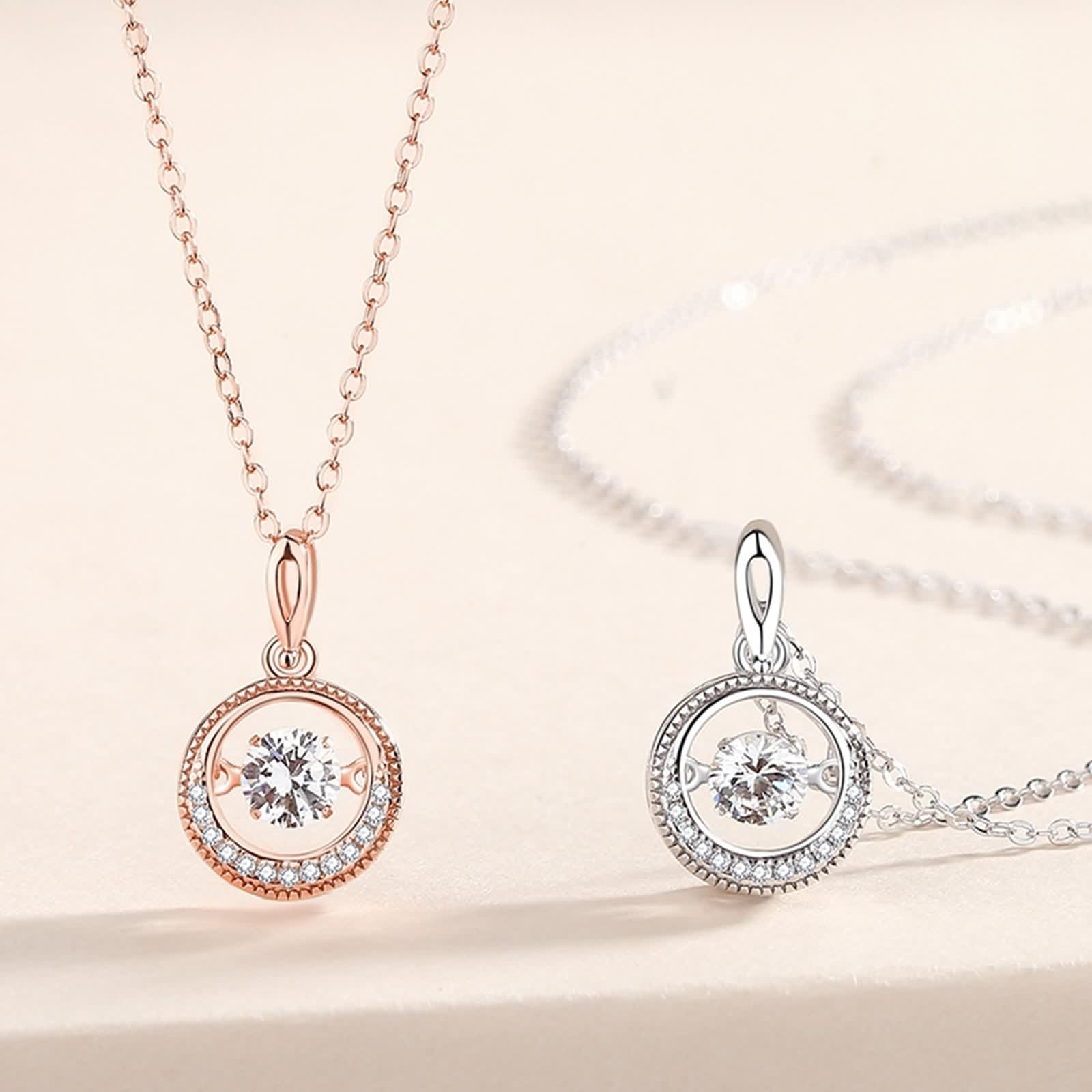 Moissanite Collana, Collana Donna Lunga Vintage Ciondolo Catenina Gioielli Oro Bianco 9K/14K/18K Cerchio 40+5cm