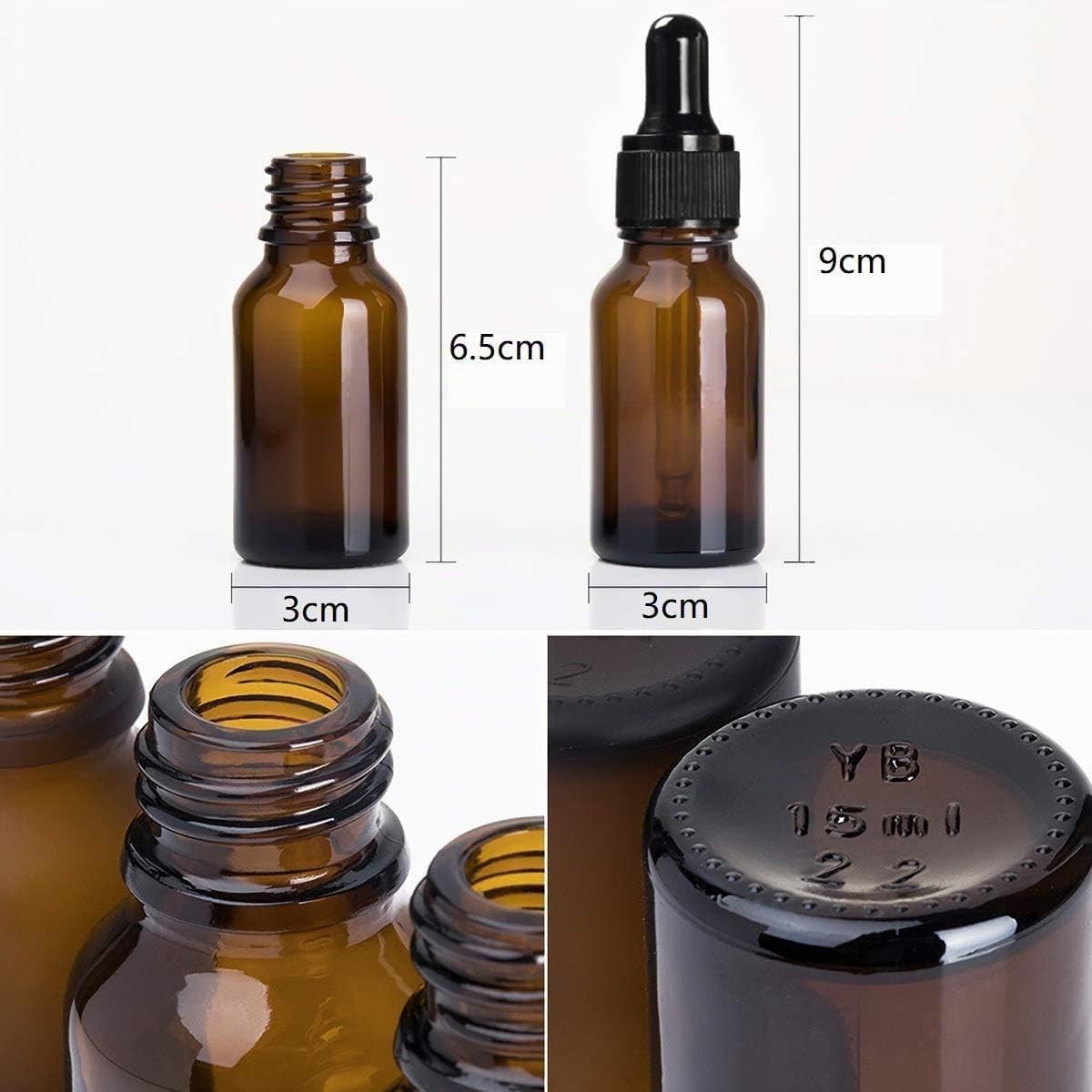 Lawei 40 Stück Pipettenflasche Braunglas 15ml Tropfflasche mit Glaspipette Braunglasflasche Apothekerflasche für Essential Öle Parfum Extrakte Liquid Dyes