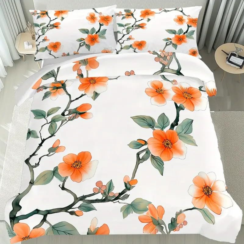 Parure de Lit Moderne Fleur en Microfibre au Toucher Soie d'Exception