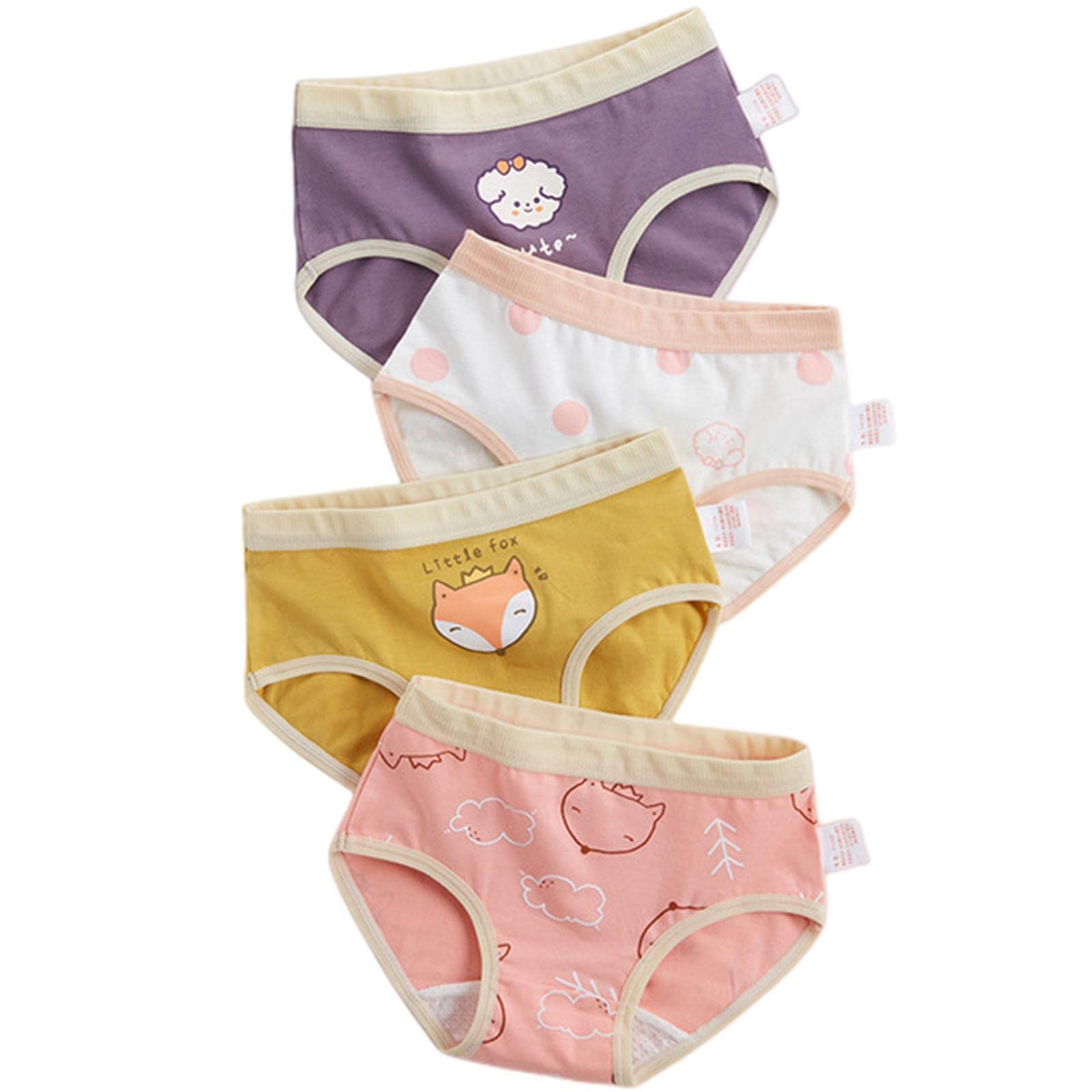 Kids underwear Girls Underpants Kids Cotton Underpants Kids Briefs Cartoon Shorts 4Pcs Piece