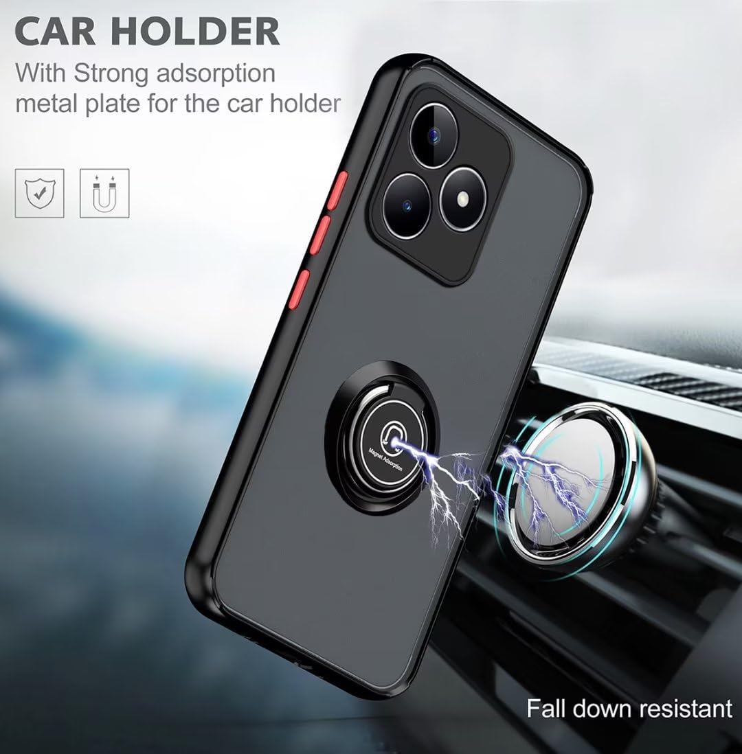 JIAFEI Cover Armor Per Realme C53 – Custodia TPU+PC Antiurto Con Sportellino Proteggi Fotocamera E Anello Metallico 360° – Verde