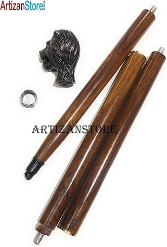 Miniatura 3 de Bastón de latón antiguo con diseño de león, cabeza de diseño vintage, bastón de madera estilo bastón de moda para hombres/mujeres/mayores/abuelos,