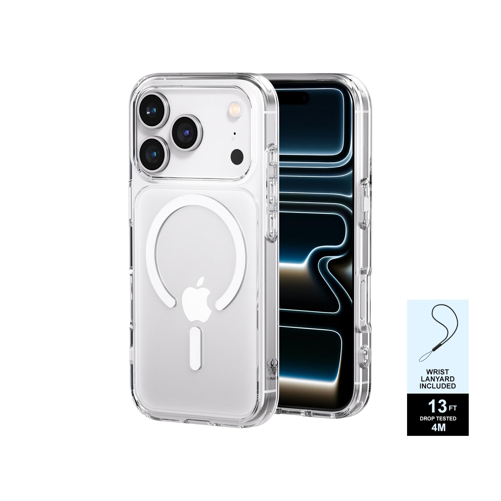 PAUL B for 2025 iPhone 17 Pro Case (Compatible with MagSafe) Military Grade Drop Protection(Drop Tested up to 13FT) Anti Yellowing | Magnetic Rugged Shockproof Phone Cover (Clear, iPhone 17 Pro) iPhone 17 Pro Clear