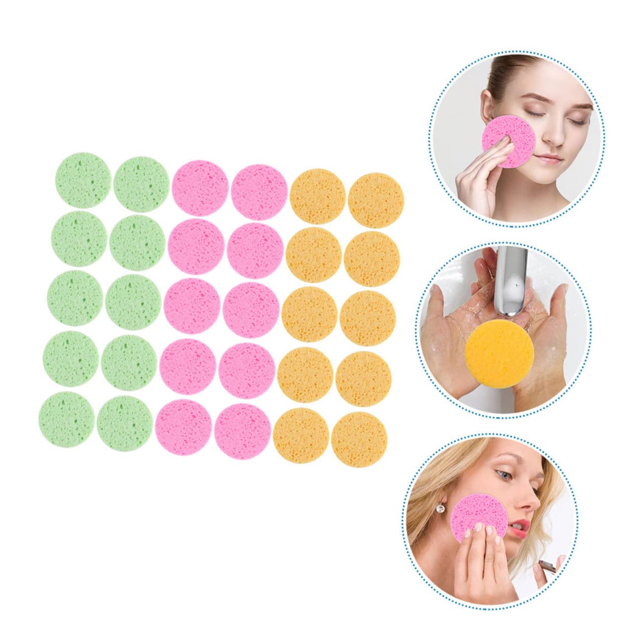 90 Esponjas Limpiadoras De Pulpa De Madera, Prácticas Herramientas Para El Lavado Facial, Esponjas Faciales Redondas, Almohadillas Limpiadoras Faciales, Esponjas Comprimidas,