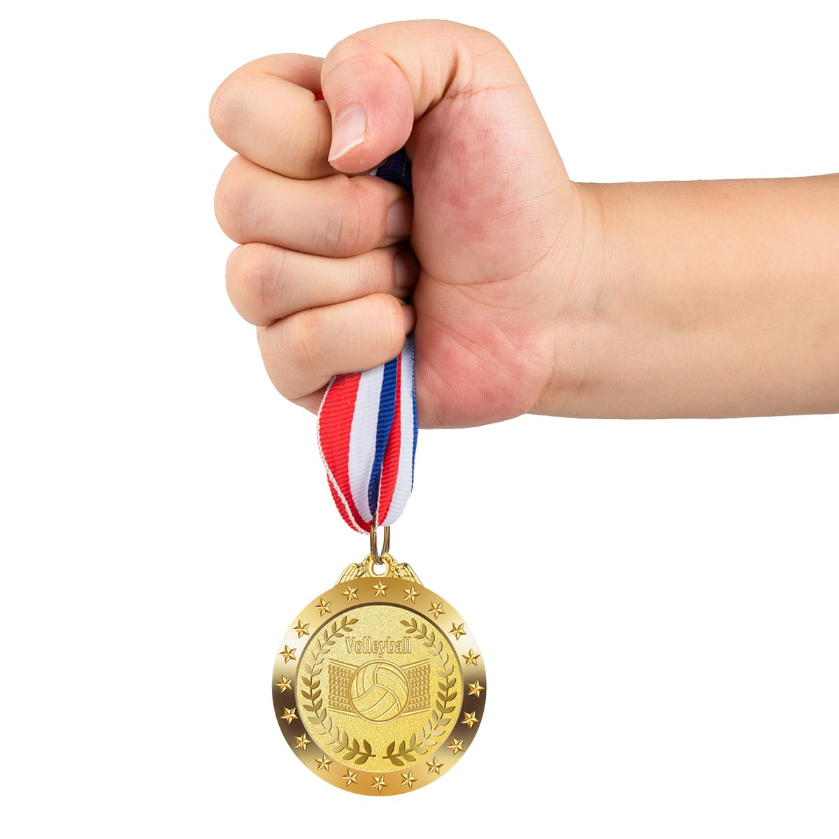 12 Pack Gold Volleyball Award Medals – 2 Inch Zinc Alloy Medals With Ribbon For Kids & Adults | Sports Prizes