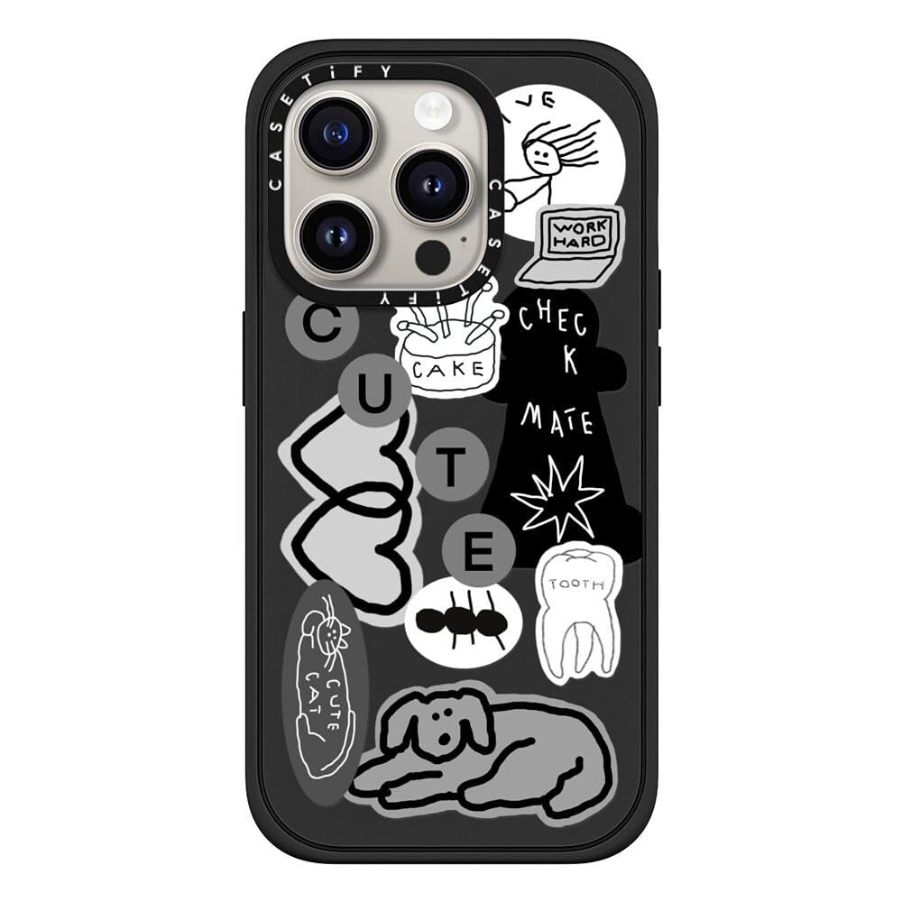 CASETiFY Impact iPhone 15 Pro Case [4X Military Grade Drop Tested  Drop Protection] Stickers Prints INAP Sticker 01 Matte Black