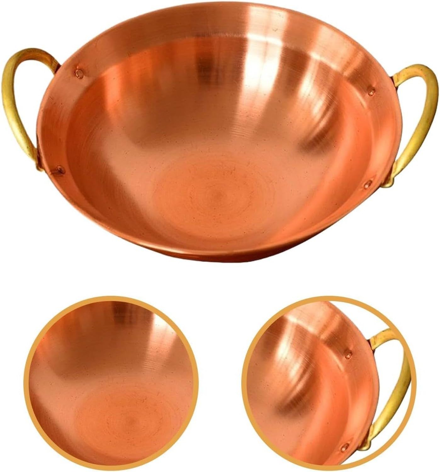 Casserole Wok en Cuivre Marmite Hotpot Loyale Easy Clean pour Camping Maison Famille Cuisson, 28cm, 28cm