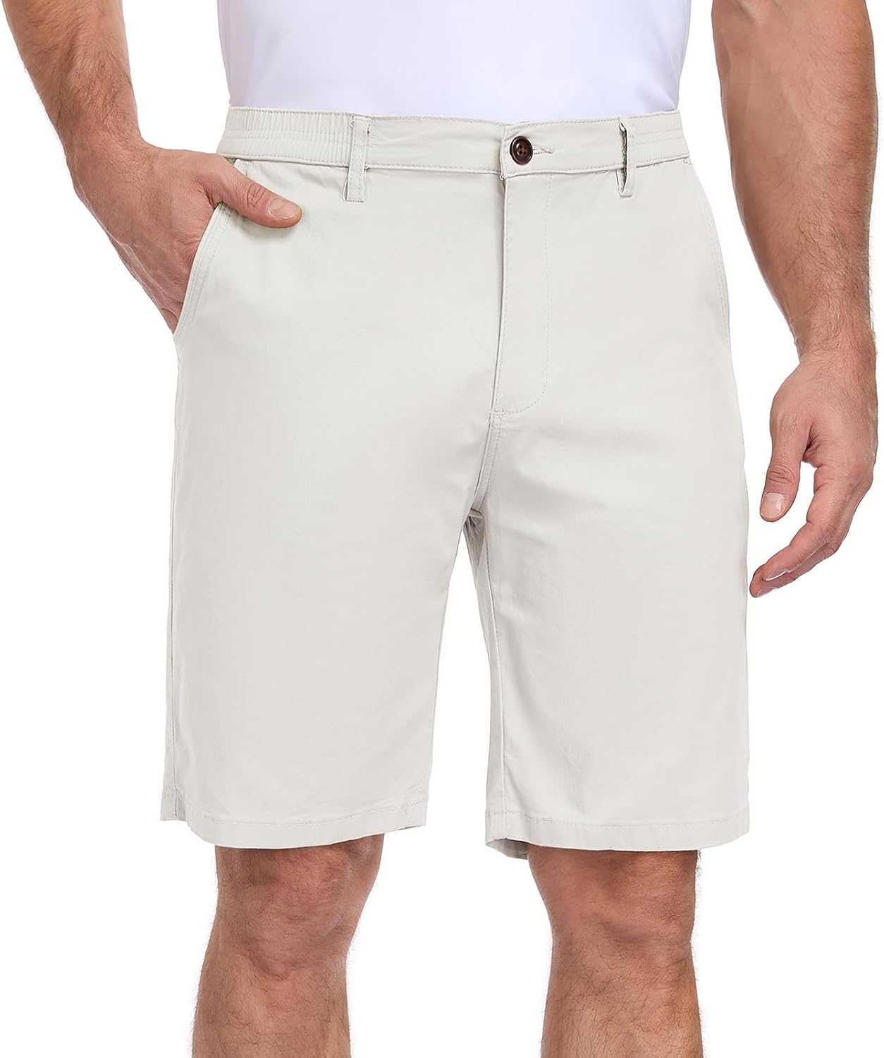 Oymyakon Men's Stretch Chino Short Slim Fit 10" Inseam Flat Front Shorts Summer Cotton Casual Shorts with Pocket - Image 2