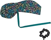 Vista 19 de Gorra médica con interior sedoso, gorro de algodón con banda para el sudor y botones, cola de caballo ajustable