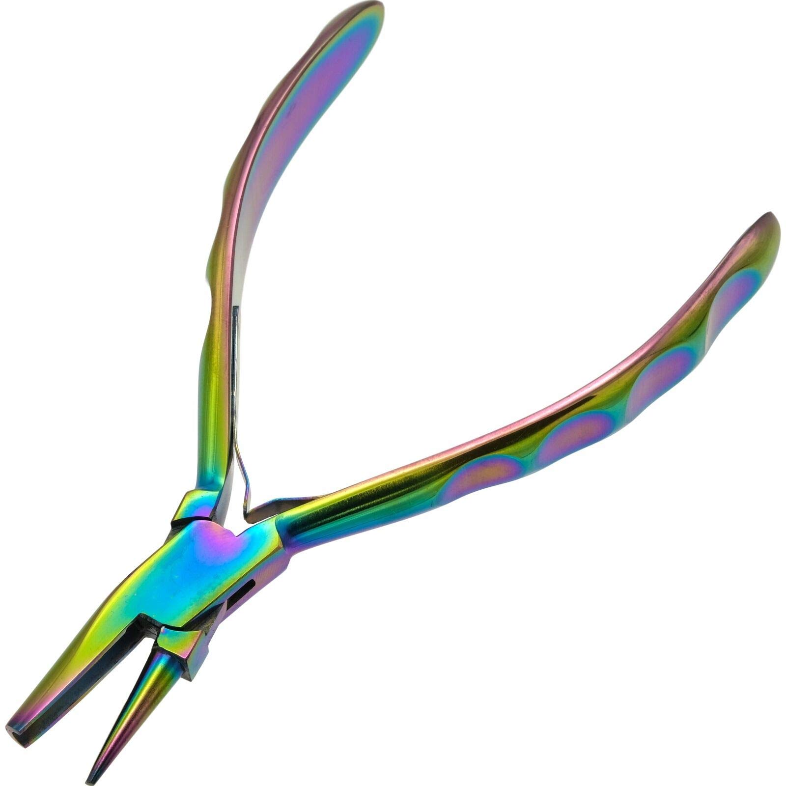 The Beadsmith Chroma Series Round Concave Pliers, 5.5" (140mm) w/Hardened Stainless-steel Head, Rainbow Titanium Coating - Image 2