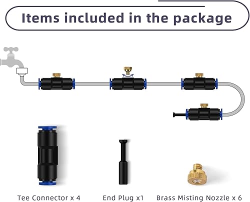 Miniatura 7 de lifeegrn Sistema de refrigeración por nebulización, rociadores para patio exterior, línea de nebulización de 40 pies+10 boquillas de