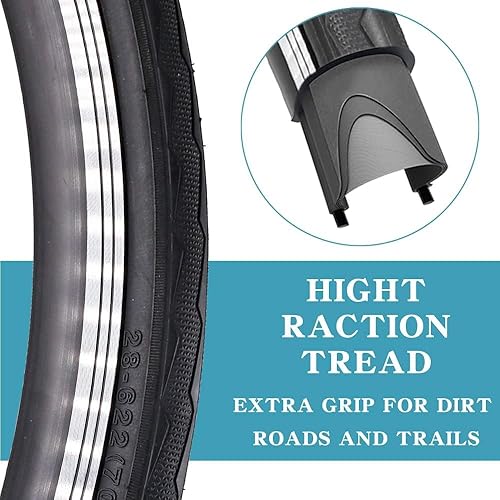 Miniatura 10 de SIMEIQI Neumáticos de bicicleta de carretera 700x23C 700x25C 700x35C con 2 tubos internos, válvulas Presta, 2 palancas y 8 piezas de parches sin