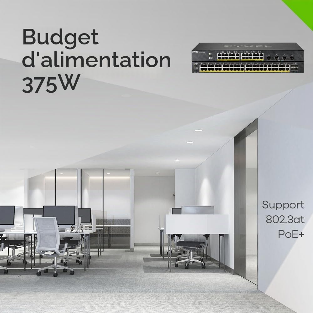Zyxel Commutateur Ethernet 24-Ports Gigabit | Gestion Intelligente | 4 Slots SFP+ 10G | Mode Cloud Hybride [XGS1935-28]