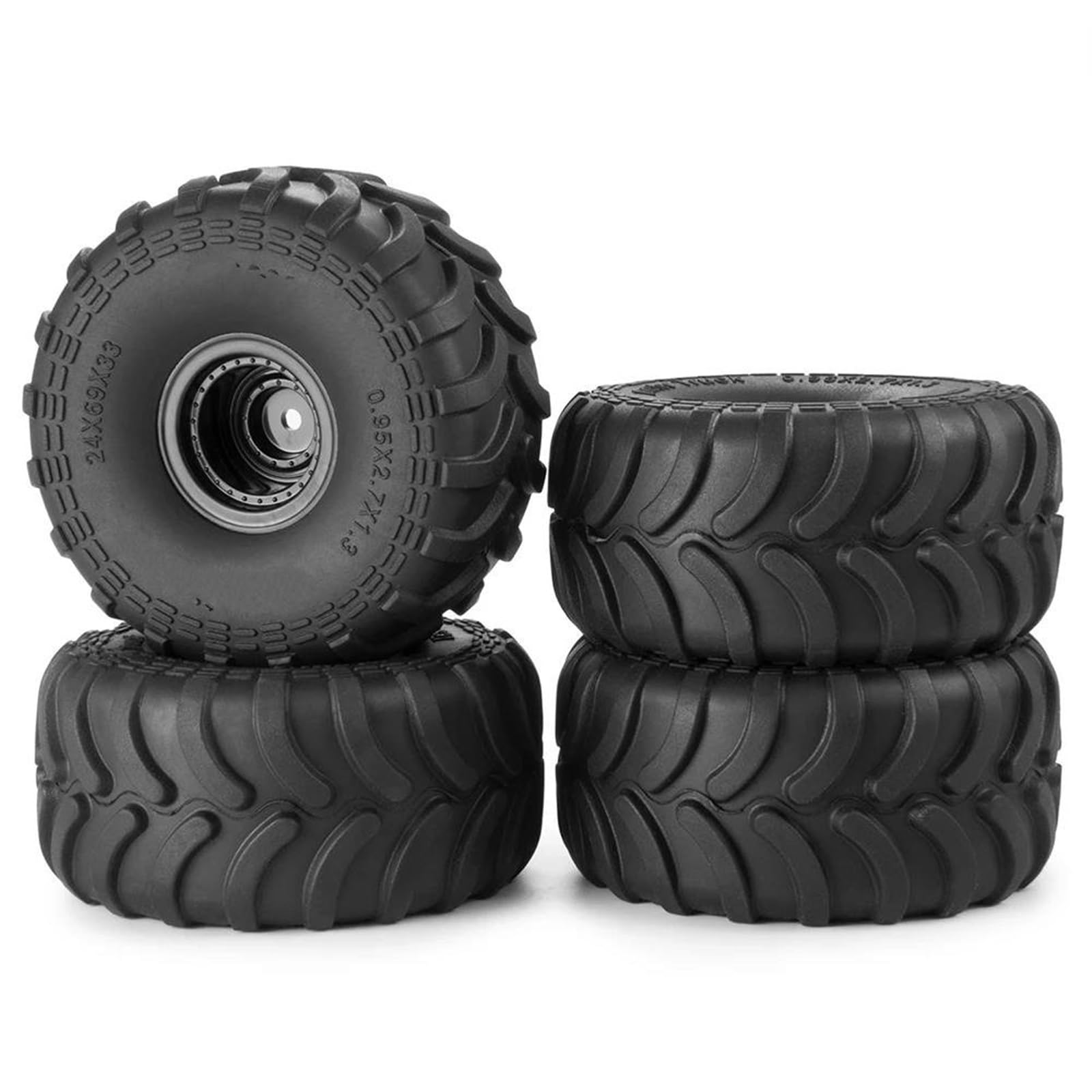 Neumáticos RC para TRX4M para Axial SCX24 FCX24 para FMS 1/18 1/24 RC Car 4 Piezas De Neumáticos Rueda 1,0 Pulgadas, Goma, Llantas Plástico, Bujes
