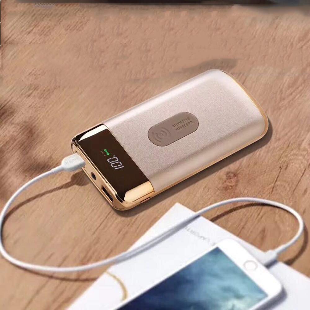 Caricatore Wireless Power Bank 10000mAh Batteria Esterna Caricabatterie Portatile con Display Elettrolitico Digitale e 3 Porte USB per Tutti Gli Smartphone, a ltri dispositivi USB, Pink