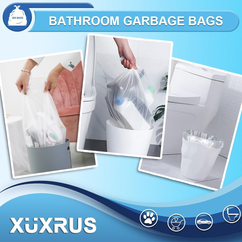 XUXRUS Sacchetti per la spazzatura a pedale, resistenti, 30 l, colore bianco trasparente, 40 pezzi, per casa, cucina, bagno, ufficio, campeggio, feste, smaltimento dei rifiuti