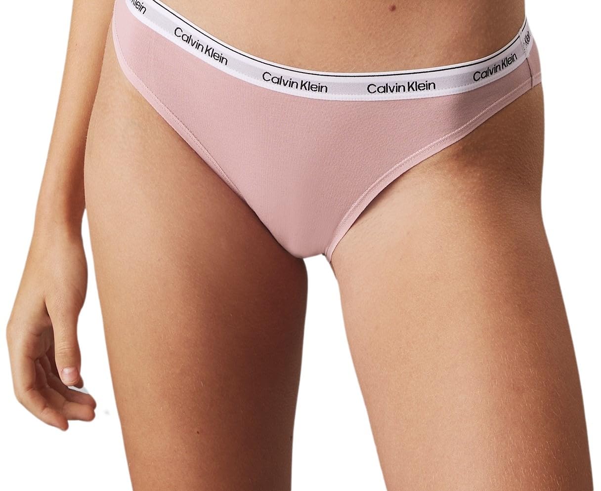 Calvin Klein Damen 3er Pack Slips Bikini Form Baumwolle mit Stretch, Mehrfarbig (Syrah/Subdued/Prairie Peach), M