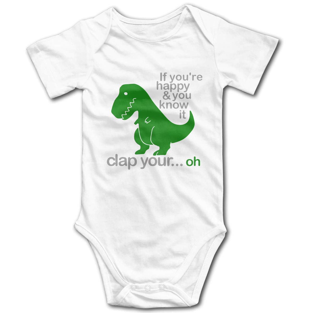 OASCUVER T Rex Dinosaurs If You're Happy & You Know It Cute Baby Bodysuit White