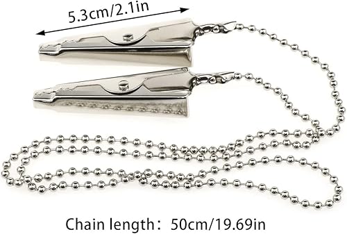 Miniatura 2 de AYLIFU 4 clips de metal para babero, cadena con cadenas de bolas y abrazaderas de cocodrilo para sostener servilletas, colchas, máscara de oficina