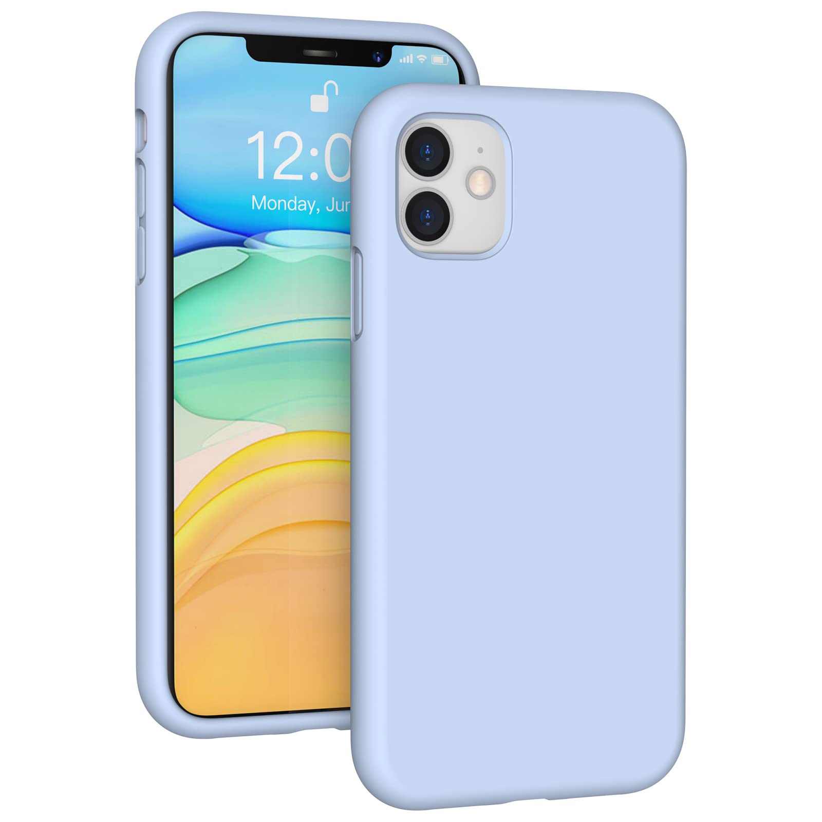 K TOMOTO Liquid Silicone Case Compatible with iPhone 11 (6.1"), Full Body Protection Gel Rubber Cover with Soft Microfiber Lining, Scratch Resistant Shockproof Protective Phone Case, Light Blue