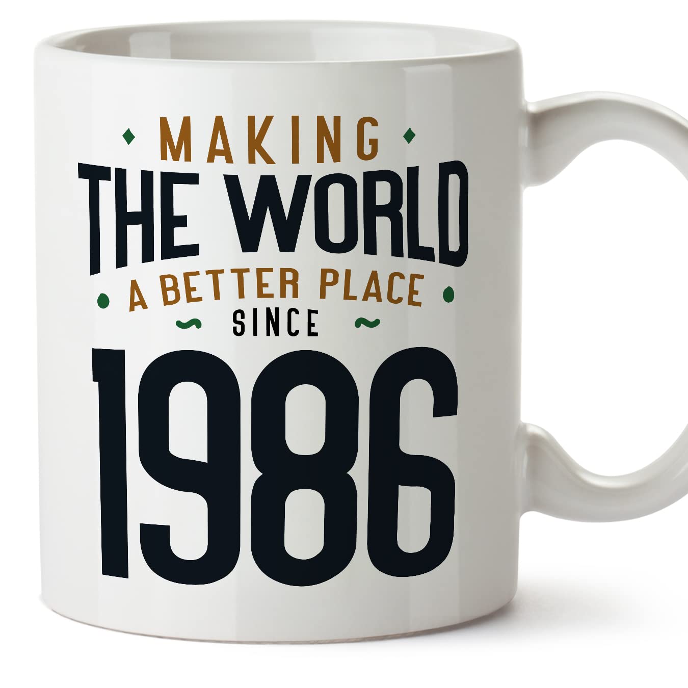 MUGFFINS 1986 Birthday Mug - in English - Making the World a Better Place - Funny Anniversary Present - 11 oz — image 1