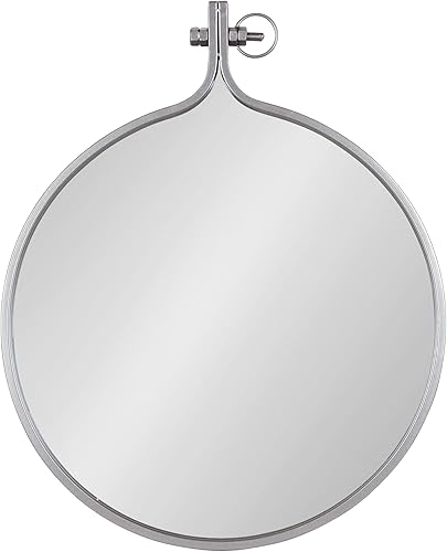 Miniatura 2 de Kate and Laurel Yitro - Espejo de pared redondo industrial rústico con marco de metal, 23.5 x 28.5 pulgadas, carbón oscuro