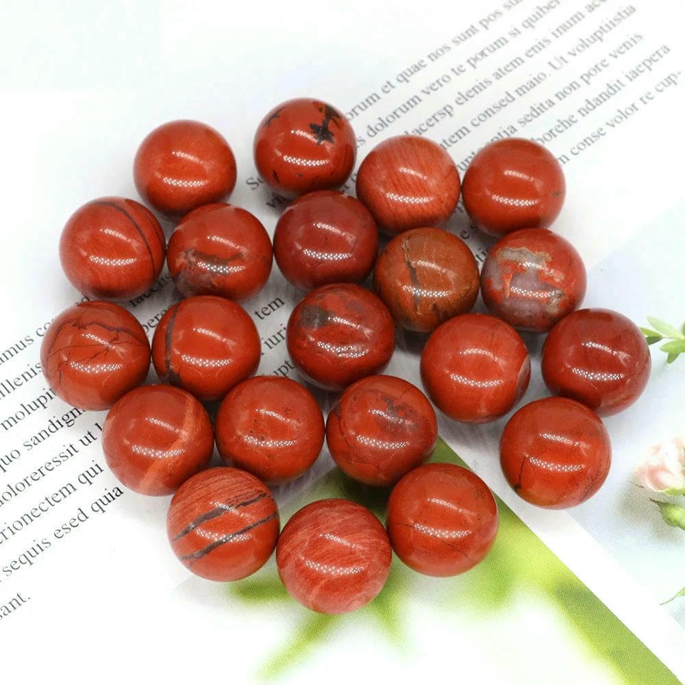 16 mm Mini-Kristallkugel aus Naturstein, Kugelform, Heimdekoration, Taschen-Edelstein, Reiki-Heilquarz, Amethyst, runde Perle, Mineralienprobe – Roter Jaspis – 50 Stück