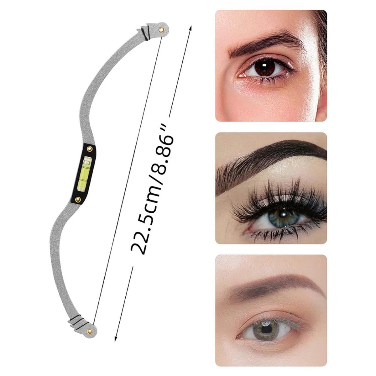 Professional Bow-shaped Eyebrow Ruler Silver Eyebrow Shaping Kit with Level Measure Tool for Tattoo — view 2