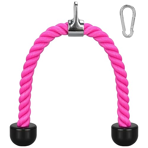 DkOvn Tricep Rope, 27 Inches Cable Machine Attachment, Pull Down Attachments with Carabiner, for Gym Home Workout Exercise - Pink - 27-inch