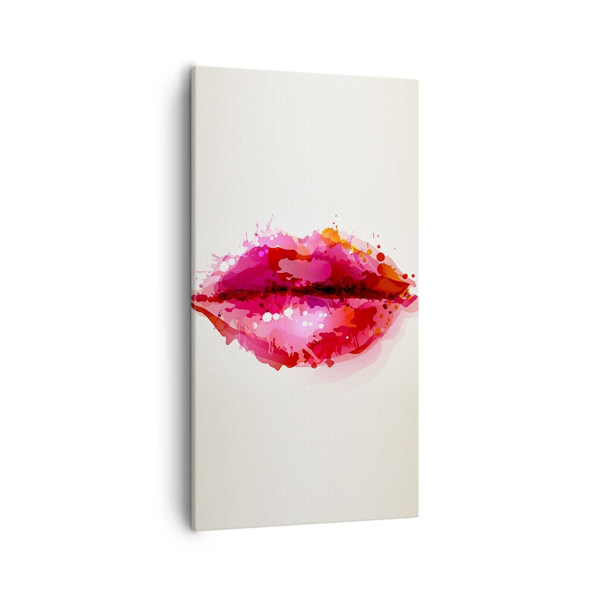 Tableau Toile Lèvres Rouges Brillant - Déco Murale Moderne 70x70cm Cadre Inclus