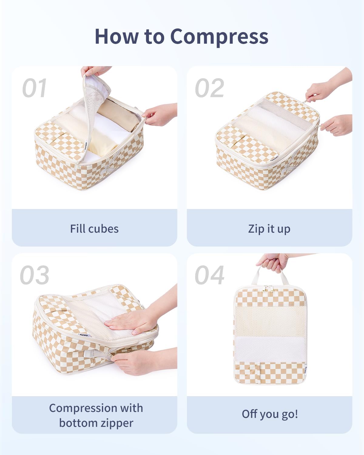 Narwey 6 Set/5 Set Compression Packing Cubes for Travel Kids Women Carry on, Packing Organizers Bag for Backpack Luggage Suitcase Duffle Bags - Image 5