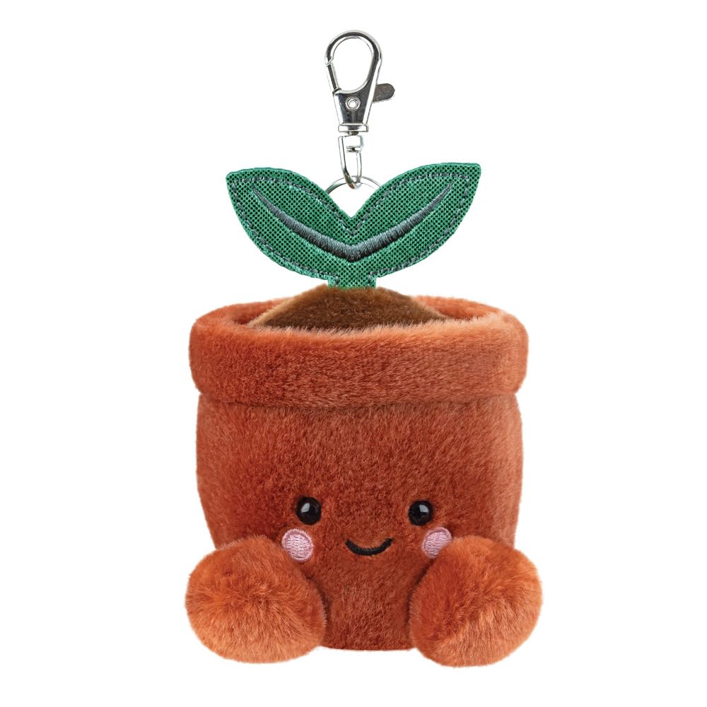 AURORA 61641, Palm Pals Terra Potted Plant Clip-On, 10cm, Soft Toy, Brown & Green