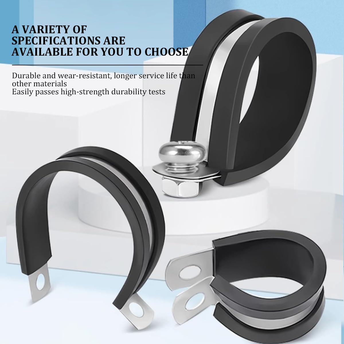 Zaciski do węży, Zacisk rurowy Zacisk kablowy Zacisk kablowy ze stali nierdzewnej z gumową amortyzacją Zacisk izolowany Kształt R Metalowy zacisk do drutu rurowego(46 mm)