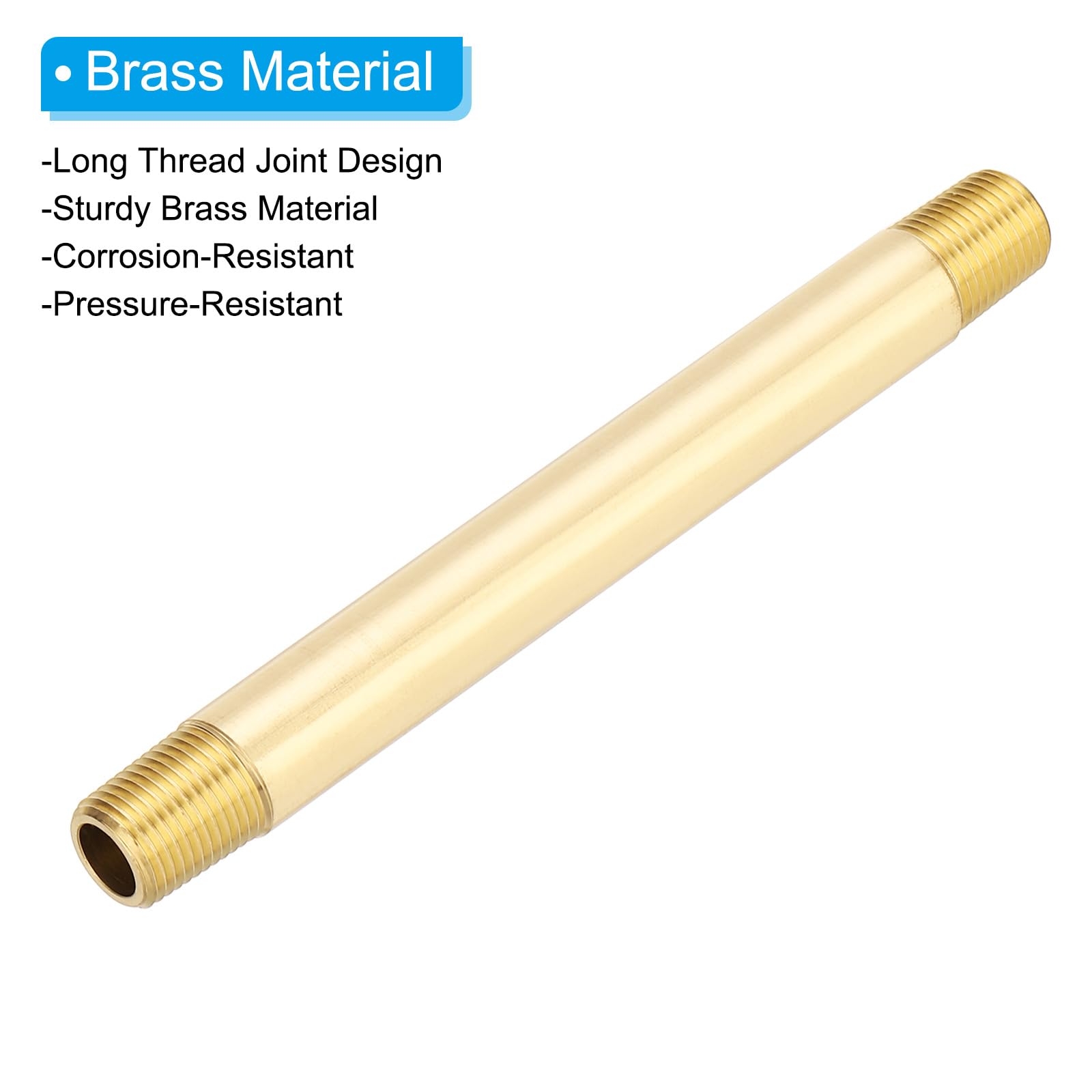 PATIKIL 1/8" x 1/8" NPT Maschio Raccordi in Ottone Lungo Nipple, 25Pezzi 4" Lungo Raccordi Tubo Dritto Connettore Prolungatore Per Carburante, Aria, Acqua, Olio, Gas Sistemi