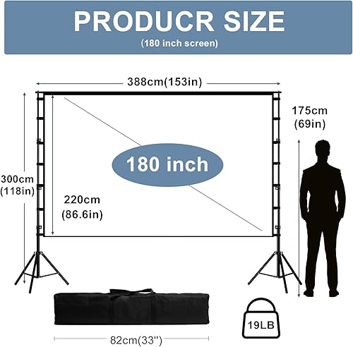 Miniatura 9 de Pantalla y soporte para proyector, pantalla de proyección portátil de 100 pulgadas 169 4K HD de proyecciones delanteras traseras pantalla de