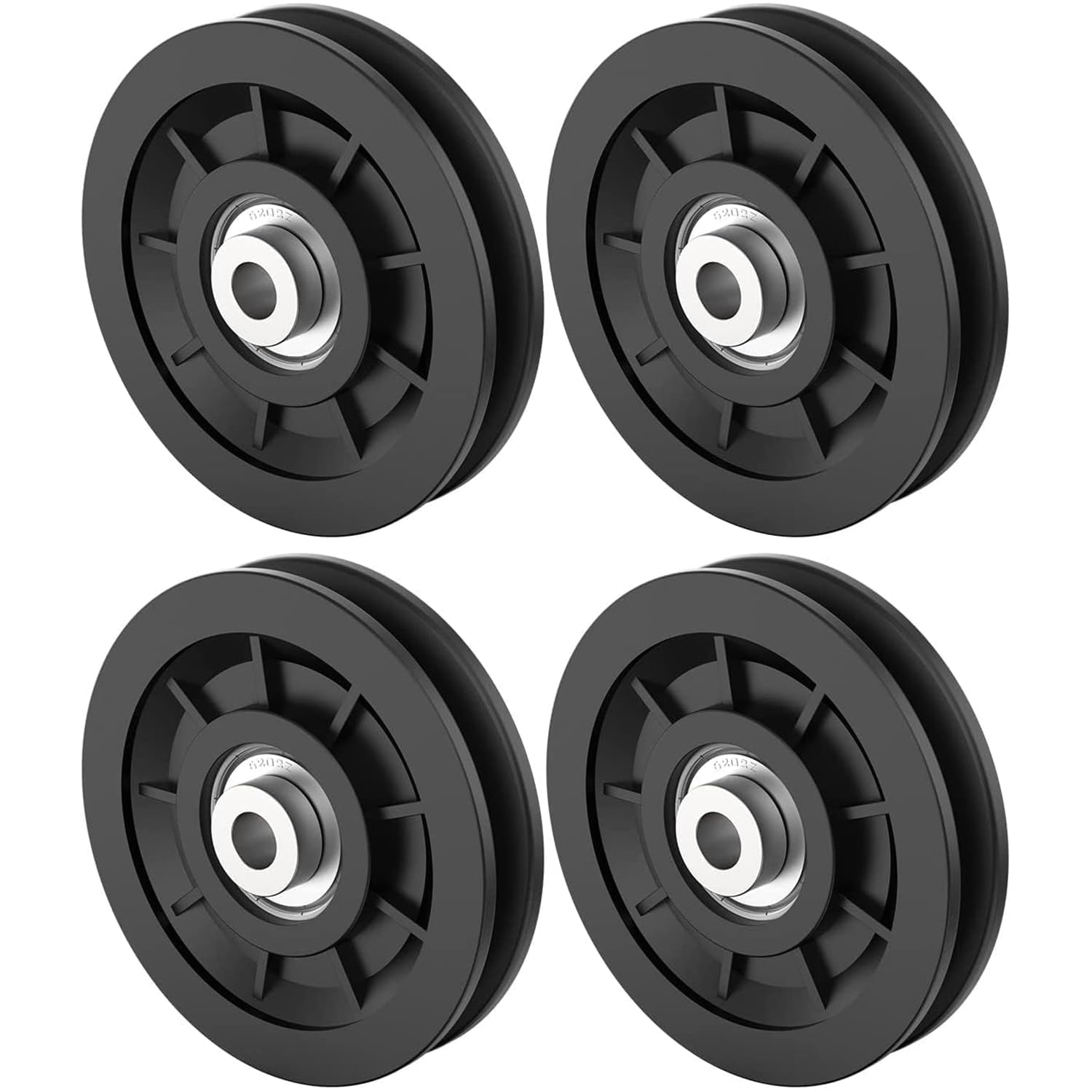 kizlo 4 inch universal nylon bearing pulley wheel for gym equipment & cable machine | heavy duty wear-resistant replacement pulley | smooth rotation, high load capacity (pack of 16)