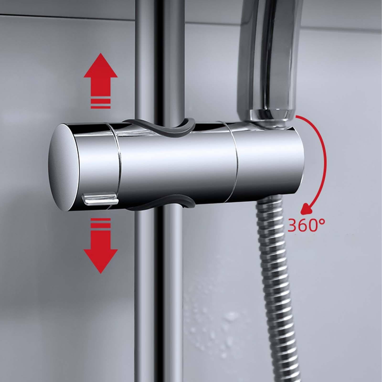Soporte Ducha Pared ABS Soporte Alcachofa Ducha Cromo Soporte Ducha Altura Ajustable Soporte de Ducha Ángulo Ajustable Soporte para Ducha Simple No es Necesario Perforar Agujeros