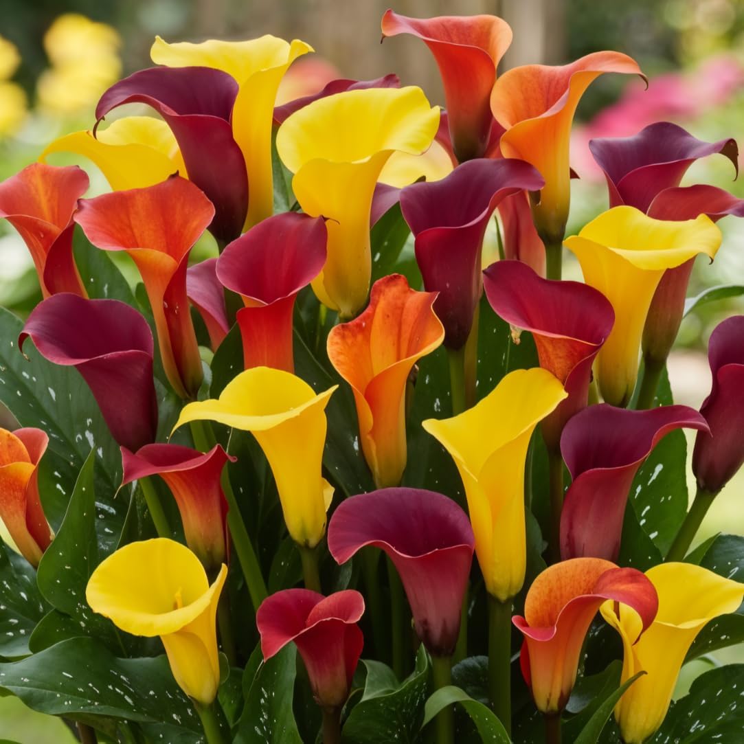 Calla Lily Bulbs Hardy Perennial - Zantedeschia Multicolour Collection - 5 Large Flower Bulbs - Real Plants from Holland - for Garden and Pot (No Seeds, Not Artificial) 5 Multicoloured - Collection